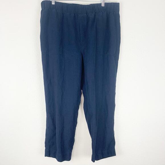 Banana Republic Pants - Banana‎ Republic Pants Womens XL Blue Linen Blend Pull-On Tapered Crop Casual